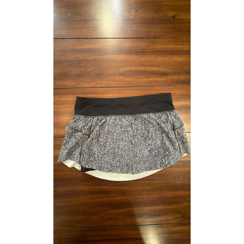 Lululemon Pace Rival Skirt Black White Static Print Athletic Skort Women Size 4 - Picture 5 of 14